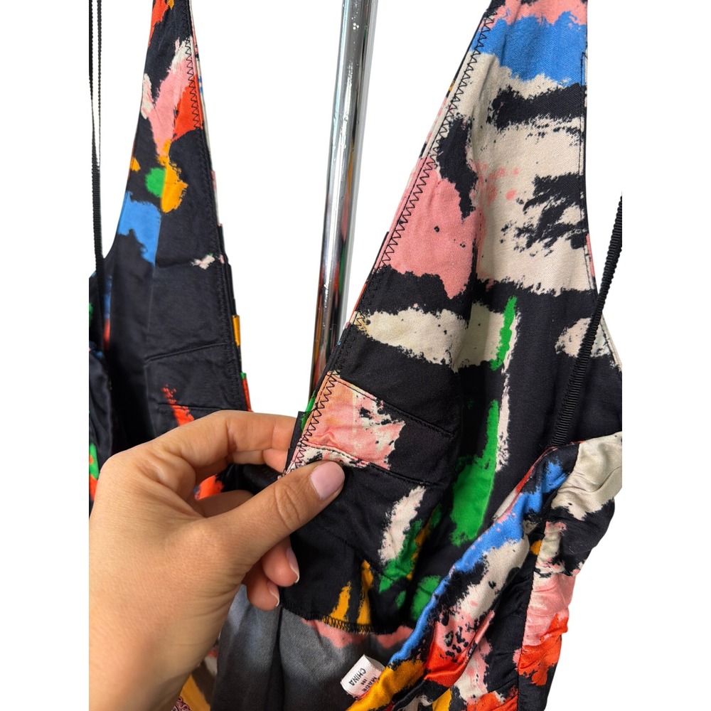 A.L.C. Halter Maxi Dress Multi Color Abstract Brushstroke Gown Size 6 - Picture 7 of 8